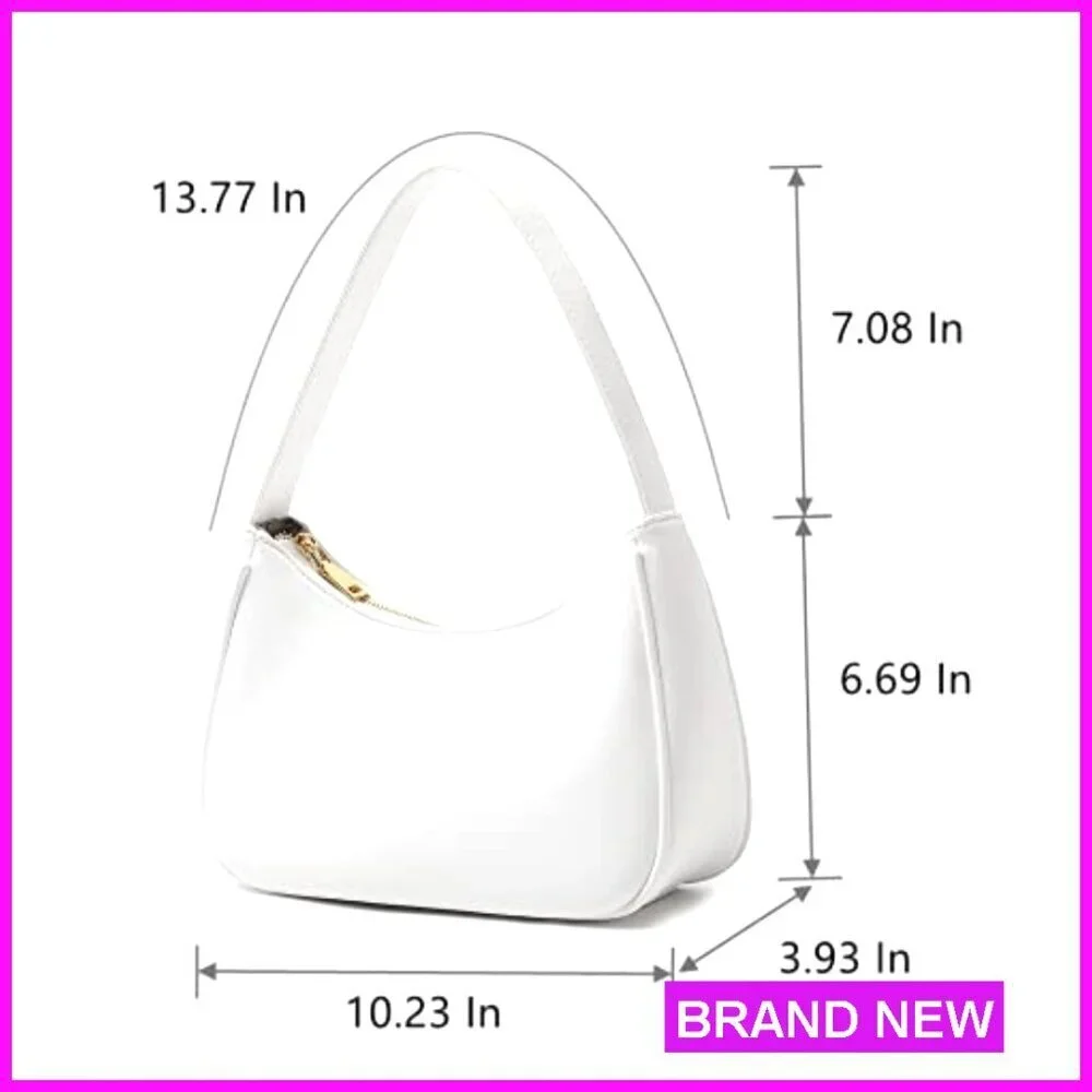 Mini Hobo Shoulder Bag Tote Clutch Vegan Leather Zipper Closure Elegant